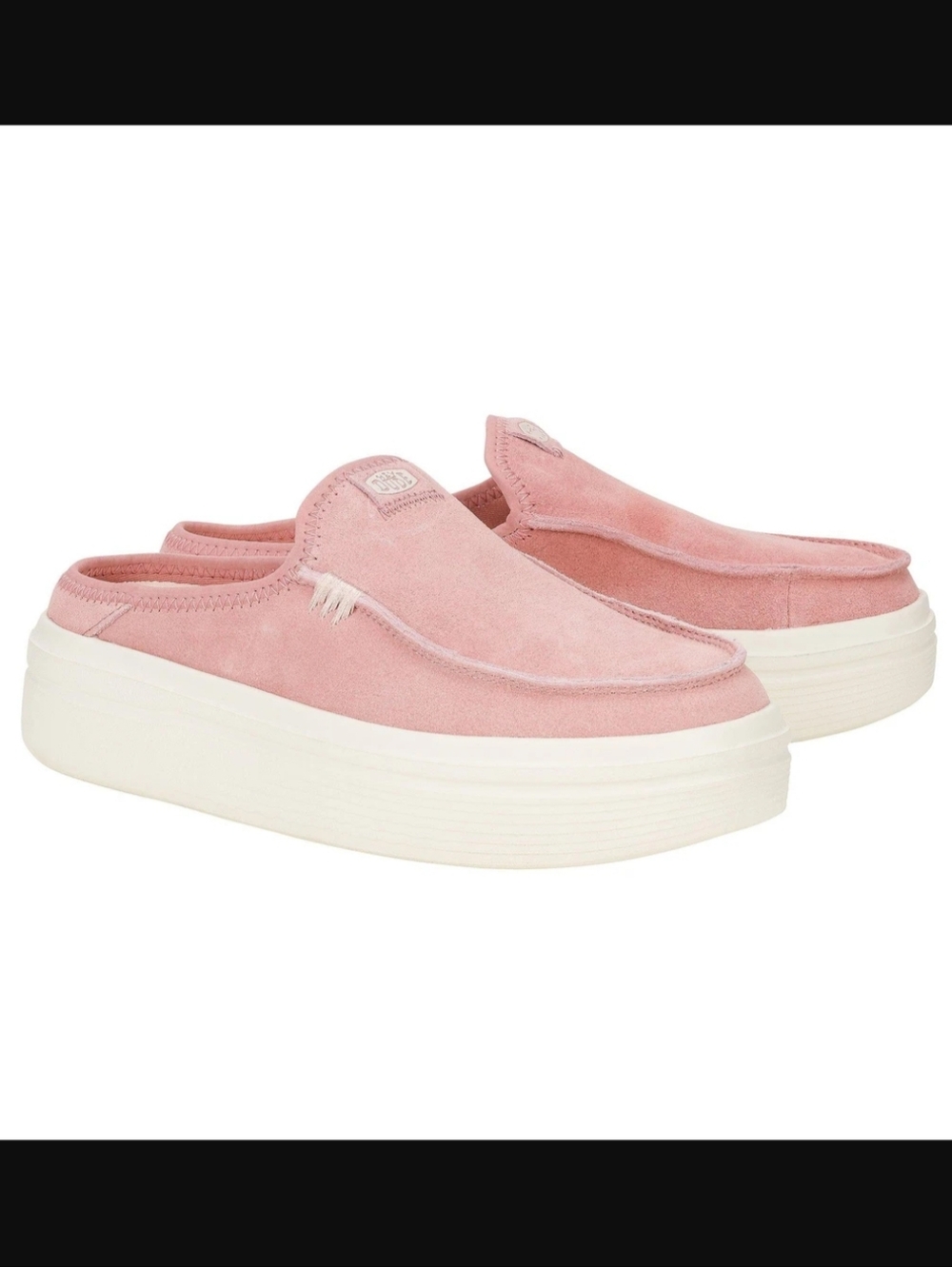 HeyDude Austin Lift Classic Rosette Pink Suede Slip-On Loafers Size 6 NWOB - Picture 2 of 8